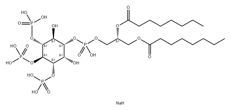 D-myo-Inositol, 1-[(2R)-2,3-bis[(1-oxooctyl)oxy]propyl hydrogen phosphate] 3,4,5-tris(dihydrogen phosphate), sodium salt (1:4) Structure