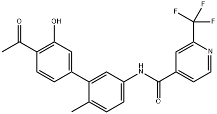 N-(4'-Acetyl-3'-hydroxy-6-methyl-biphenyl-3-yl)-2-trifluoromethyl-isonicotinamide 구조식 이미지