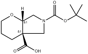 Pyrano[2,3-c]pyrrole-4a,6(2H,5H)-dicarboxylic acid, tetrahydro-, 6-(1,1-dimethylethyl) ester, (4aR,7aS)-rel- Structure