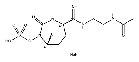 sodium (1R,2S,5R)-2-(N-(2-acetamidoethyl)carbamimidoyl)-7-oxo-1,6-diazabicyclo[3.2.1]octan-6-yl sulfate 구조식 이미지