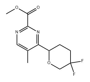 methyl 4-(5,5-difluorotetrahydro-2H-pyran-2-yl)-5-methylpyrimidine-2-carboxylate Structure