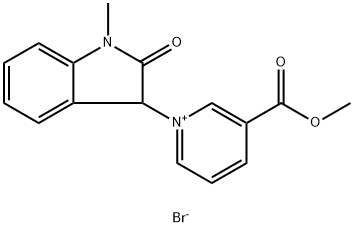 Pyridinium, 1-(2,3-dihydro-1-methyl-2-oxo-1H-indol-3-yl)-3-(methoxycarbonyl)-, bromide (1:1) 구조식 이미지