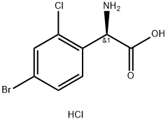 (2R)-2-AMINO-2-(4-BROMO-2-CHLOROPHENYL)ACETIC ACID HYDROCHLORIDE Structure