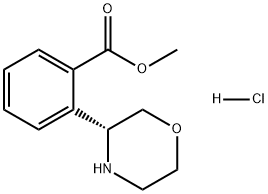 Benzoic acid, 2-(3R)-3-morpholinyl-, methyl ester, hydrochloride (1:1) Structure