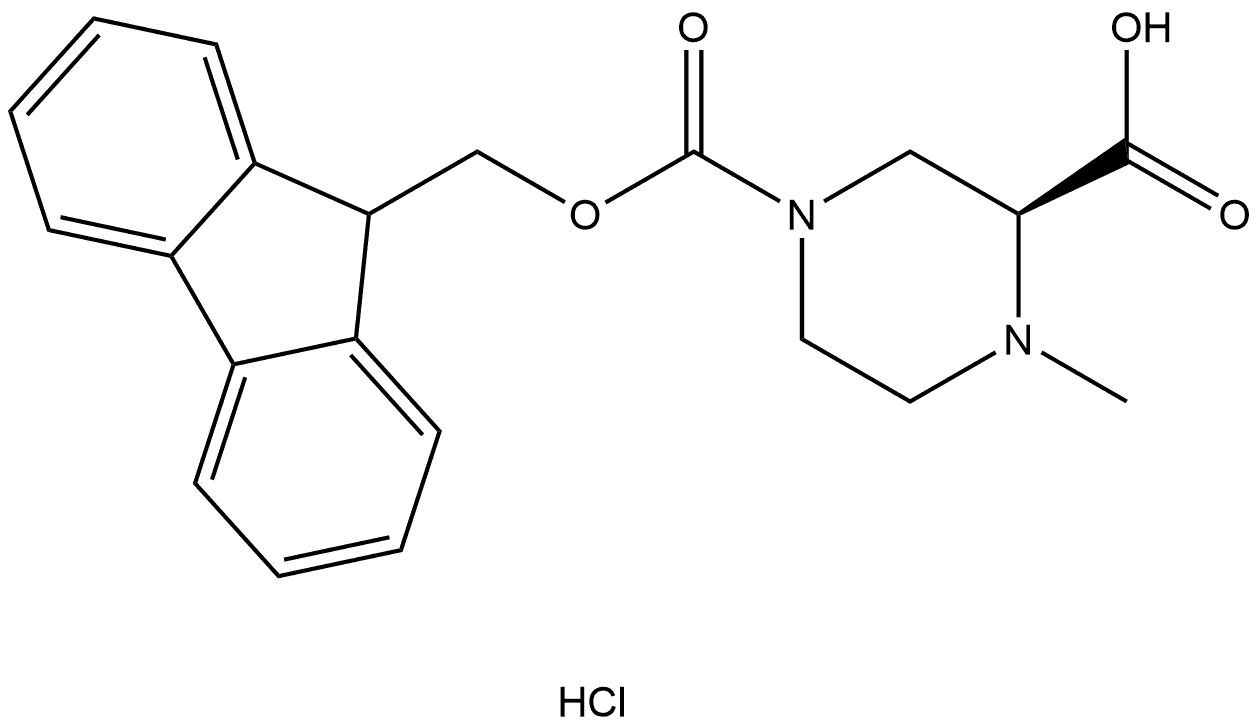 (S)-4-Methyl-piperazine-1,3-dicarboxylic acid 1-(9H-fluoren-9-ylmethyl) ester hydrochloride Structure