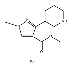 methyl 1-methyl-3-(piperidin-3-yl)-1H-pyrazole-4-carboxylate hydrochloride Structure