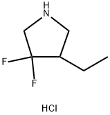 Pyrrolidine, 4-ethyl-3,3-difluoro-, hydrochloride (1:1) Structure