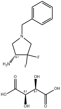 (R)-N-benzyl-3,3-difluoro-4-carboxypyrrolidine L-tartrate Structure