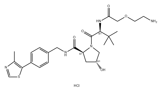 (2S,4R)-1-((S)-2-(2-(2-aminoethoxy)acetamido)-3,3-dimethylbutanoyl)-4-hydroxy-N-(4-(4-methylthiazol-5-yl)benzyl)pyrrolidine-2-carboxamide dihydrochloride Structure