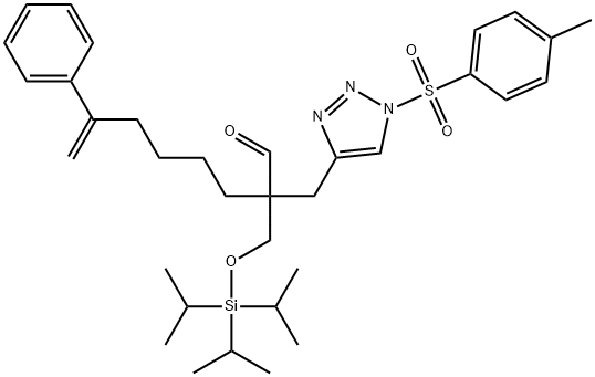 1-[(4-Methylphenyl)sulfonyl]-α-(5-phenyl-5-hexen-1-yl)-α-[[[tris(1-methylethyl)silyl]oxy]methyl]-1H-1,2,3-triazole-4-propanal 구조식 이미지