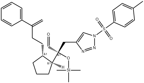 rel-(αS)-1-[(4-Methylphenyl)sulfonyl]-α-[(1R,2S)-2-(3-phenyl-3-buten-1-yl)cyclopentyl]-α-[(trimethylsilyl)oxy]-1H-1,2,3-triazole-4-propanal Structure