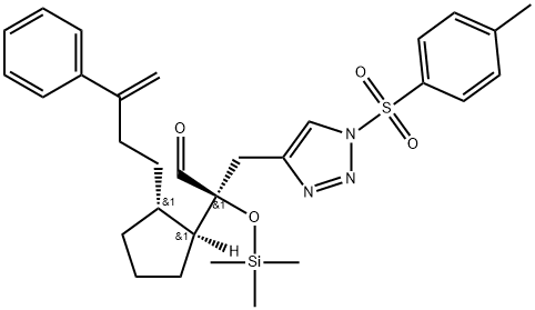 rel-(αR)-1-[(4-Methylphenyl)sulfonyl]-α-[(1R,2S)-2-(3-phenyl-3-buten-1-yl)cyclopentyl]-α-[(trimethylsilyl)oxy]-1H-1,2,3-triazole-4-propanal Structure