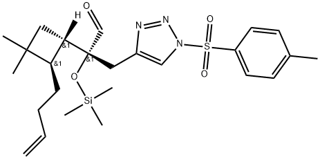 rel-(αS)-α-[(1R,2S)-2-(3-Buten-1-yl)-3,3-dimethylcyclobutyl]-1-[(4-methylphenyl)sulfonyl]-α-[(trimethylsilyl)oxy]-1H-1,2,3-triazole-4-propanal Structure