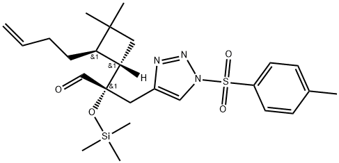 rel-(αR)-α-[(1R,2S)-2-(3-Buten-1-yl)-3,3-dimethylcyclobutyl]-1-[(4-methylphenyl)sulfonyl]-α-[(trimethylsilyl)oxy]-1H-1,2,3-triazole-4-propanal Structure