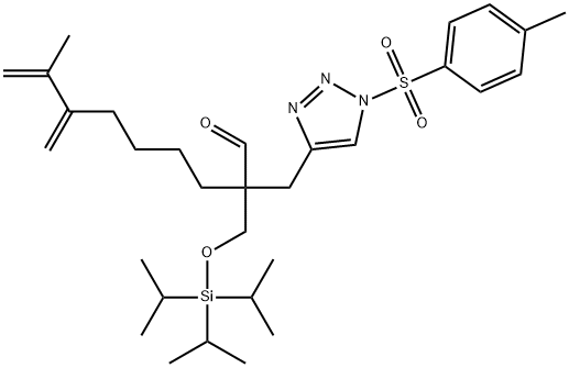 α-(6-Methyl-5-methylene-6-hepten-1-yl)-1-[(4-methylphenyl)sulfonyl]-α-[[[tris(1-methylethyl)silyl]oxy]methyl]-1H-1,2,3-triazole-4-propanal 구조식 이미지