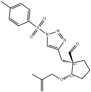 rel-(1R,2S)-1-[[1-[(4-Methylphenyl)sulfonyl]-1H-1,2,3-triazol-4-yl]methyl]-2-[(2-methyl-2-propen-1-yl)oxy]cyclopentanecarboxaldehyde Structure