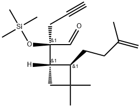 rel-(αR,1S,2R)-3,3-Dimethyl-2-(3-methyl-3-buten-1-yl)-α-2-propyn-1-yl-α-[(trimethylsilyl)oxy]cyclobutaneacetaldehyde Structure