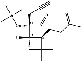 rel-(αR,1R,2S)-3,3-Dimethyl-2-(3-methyl-3-buten-1-yl)-α-2-propyn-1-yl-α-[(trimethylsilyl)oxy]cyclobutaneacetaldehyde Structure