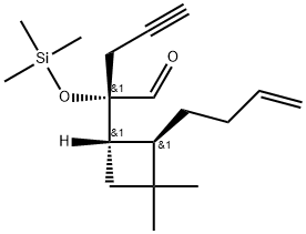 rel-(αR,1R,2S)-2-(3-Buten-1-yl)-3,3-dimethyl-α-2-propyn-1-yl-α-[(trimethylsilyl)oxy]cyclobutaneacetaldehyde Structure