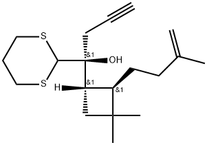 rel-(αR)-α-[(1R,2S)-3,3-Dimethyl-2-(3-methyl-3-buten-1-yl)cyclobutyl]-α-2-propyn-1-yl-1,3-dithiane-2-methanol Structure