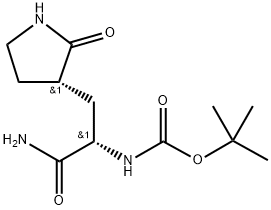 tert-Butyl ((S)-1-amino-1-oxo-3-((S)-2-oxopyrrolidin-3-yl)propan-2-yl)carbamate 구조식 이미지