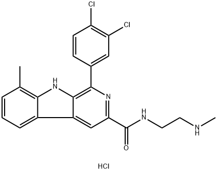 9H-Pyrido[3,4-b]indole-3-carboxamide, 1-(3,4-dichlorophenyl)-8-methyl-N-[2-(methylamino)ethyl]-, hydrochloride (1:1) Structure