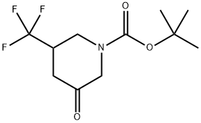 3-Oxo-5-trifluoromethyl-piperidine-1-carboxylic acid tert-butyl ester Structure