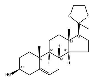 Pregn-5-en-20-one,3-hydroxy-, cyclic 1,2-ethanediyl dithioacetal, (3b)- (9CI) 구조식 이미지