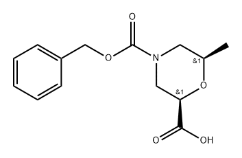(2R,6R)-4-((Benzyloxy)carbonyl)-6-methylmorpholine-2-carboxylic acid 구조식 이미지