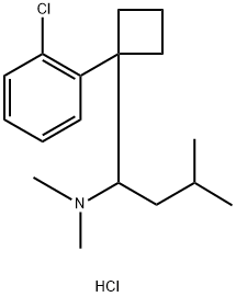 Cyclobutanemethanamine, 1-(2-chlorophenyl)-N,N-dimethyl-α-(2-methylpropyl)-, hydrochloride (1:1) Structure