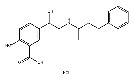 Benzoic acid, 2-hydroxy-5-[1-hydroxy-2-[(1-methyl-3-phenylpropyl)amino]ethyl]-, hydrochloride (1:1) Structure