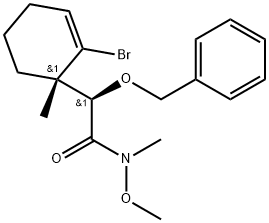 (αR,1S)-2-Bromo-N-methoxy-N,1-dimethyl-α-(phenylmethoxy)-2-cyclohexene-1-acetamide Structure