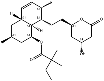Butanoic acid, 2,2-dimethyl-, (1R,3R,4aS,7R,8R,8aR)-1,2,3,4,4a,7,8,8a-octahydro-3,7-dimethyl-8-[2-[(2S,4S)-tetrahydro-4-hydroxy-6-oxo-2H-pyran-2-yl]ethyl]-1-naphthalenyl ester, rel- Structure
