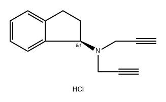 1H-Inden-1-amine, 2,3-dihydro-N,N-di-2-propyn-1-yl-, hydrochloride (1:1), (1R)- Structure