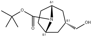 8-Azabicyclo[3.2.1]octane-8-carboxylic acid, 3-(hydroxymethyl)-, 1,1-dimethylethyl ester, (3-endo)- 구조식 이미지