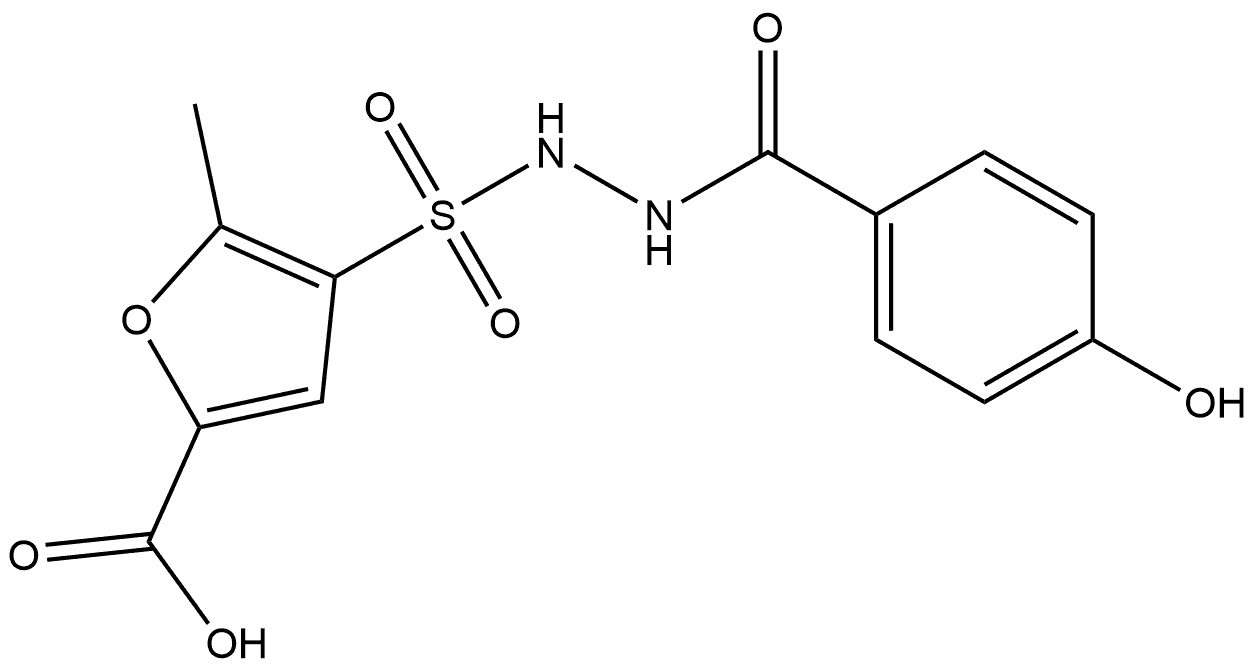 4-((2-(4-hydroxybenzoyl)hydrazinyl)sulfonyl)-5-methylfuran-2-carboxylic acid Structure