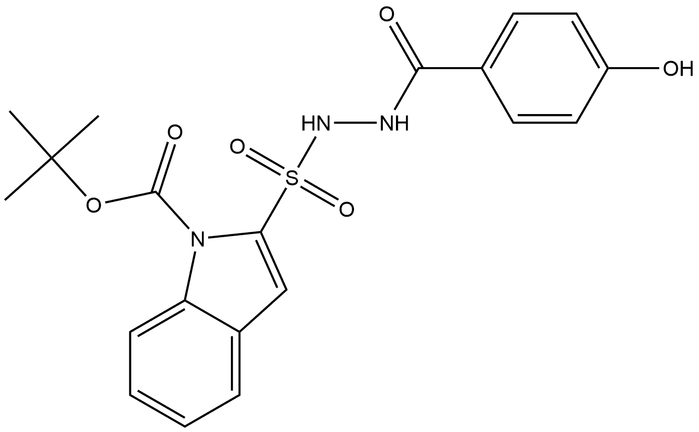 tert-butyl 2-((2-(4-hydroxybenzoyl)hydrazinyl)sulfonyl)-1H-indole-1-carboxylate Structure