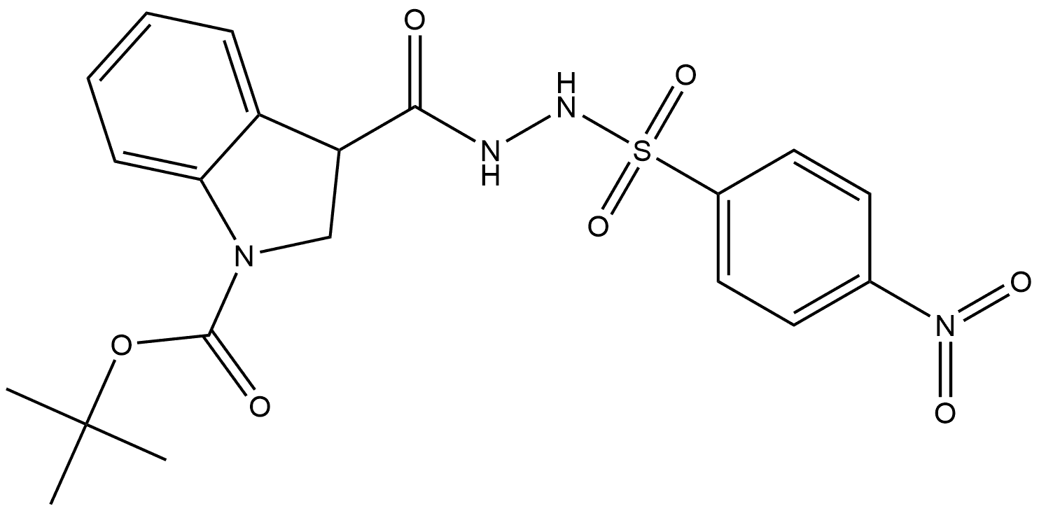 tert-butyl 3-(2-((4-nitrophenyl)sulfonyl)hydrazine-1-carbonyl)indoline-1-carboxylate Structure