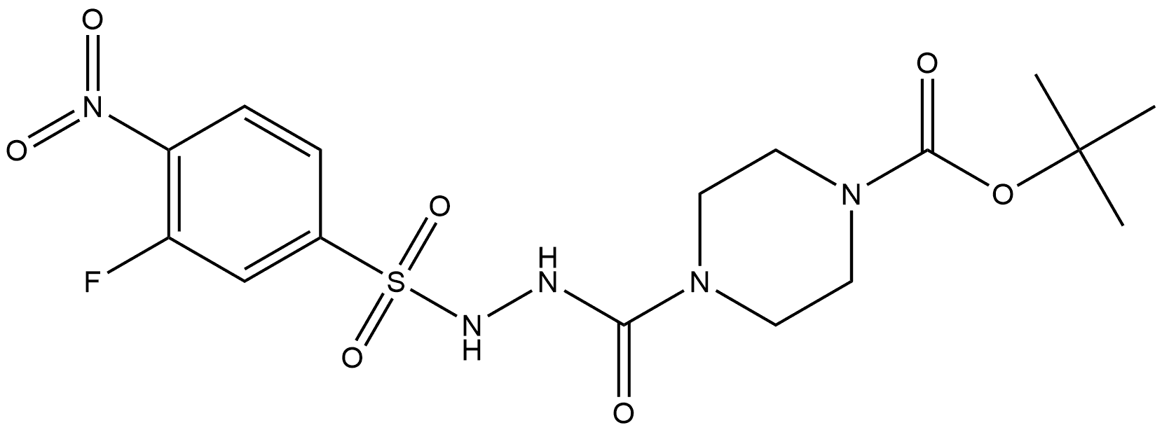 tert-butyl 4-(2-((3-fluoro-4-nitrophenyl)sulfonyl)hydrazine-1-carbonyl)piperazine-1-carboxylate Structure