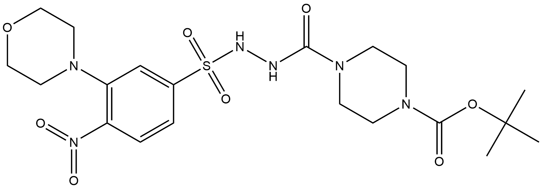 tert-butyl 4-(2-((3-morpholino-4-nitrophenyl)sulfonyl)hydrazine-1-carbonyl)piperazine-1-carboxylate Structure