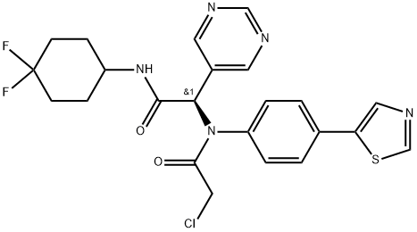 5-Pyrimidineacetamide, α-[(2-chloroacetyl)[4-(5-thiazolyl)phenyl]amino]-N-(4,4-difluorocyclohexyl)-, (αR)- Structure