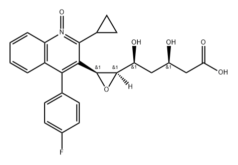 3-(3-((1S,3R)-4-carboxy-1,3-dihydroxybutyl)oxiran-2-yl)-2- cyclopropyl-4-(4-fluorophenyl)quinoline 1-oxide Structure