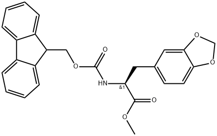 1,3-Benzodioxole-5-propanoic acid, α-[[(9H-fluoren-9-ylmethoxy)carbonyl]amino]-, methyl ester, (αS)- Structure