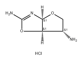 Furo[2,3-d]oxazole-2,6-diamine, 3a,5,6,6a-tetrahydro-, hydrochloride (1:2), (3aR,6R,6aS)-rel- Structure