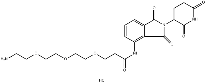 Propanamide, 3-[2-[2-(2-aminoethoxy)ethoxy]ethoxy]-N-[2-(2,6-dioxo-3-piperidinyl)-2,3-dihydro-1,3-dioxo-1H-isoindol-4-yl]-, hydrochloride (1:1) Structure