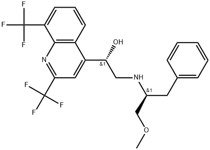 4-Quinolinemethanol, α-[[[(1S)-1-(methoxymethyl)-2-phenylethyl]amino]methyl]-2,8-bis(trifluoromethyl)-, (αS)- Structure