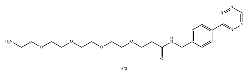 4,7,10,13-Tetraoxapentadecanamide, 15-amino-N-[[4-(1,2,4,5-tetrazin-3-yl)phenyl]methyl]-, hydrochloride (1:1) Structure