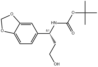 tert-butyl (R)-(1-(benzo[d][1,3]dioxol-5-yl)-3-hydroxypropyl)carbamate Structure