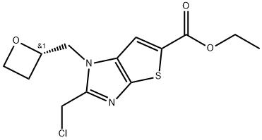 Ethyl 2-(chloromethyl)-1-[(2S)-2-oxetanylmethyl]-1H-thieno[2,3-d]imidazole-5-carboxylate Structure