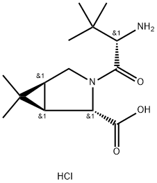 3-Azabicyclo[3.1.0]hexane-2-carboxylic acid, 3-[(2S)-2-amino-3,3-dimethyl-1-oxobutyl]-6,6-dimethyl-, hydrochloride (1:1), (1R,2S,5S)- Structure